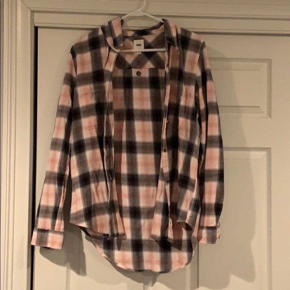 Pink and black button down flannel